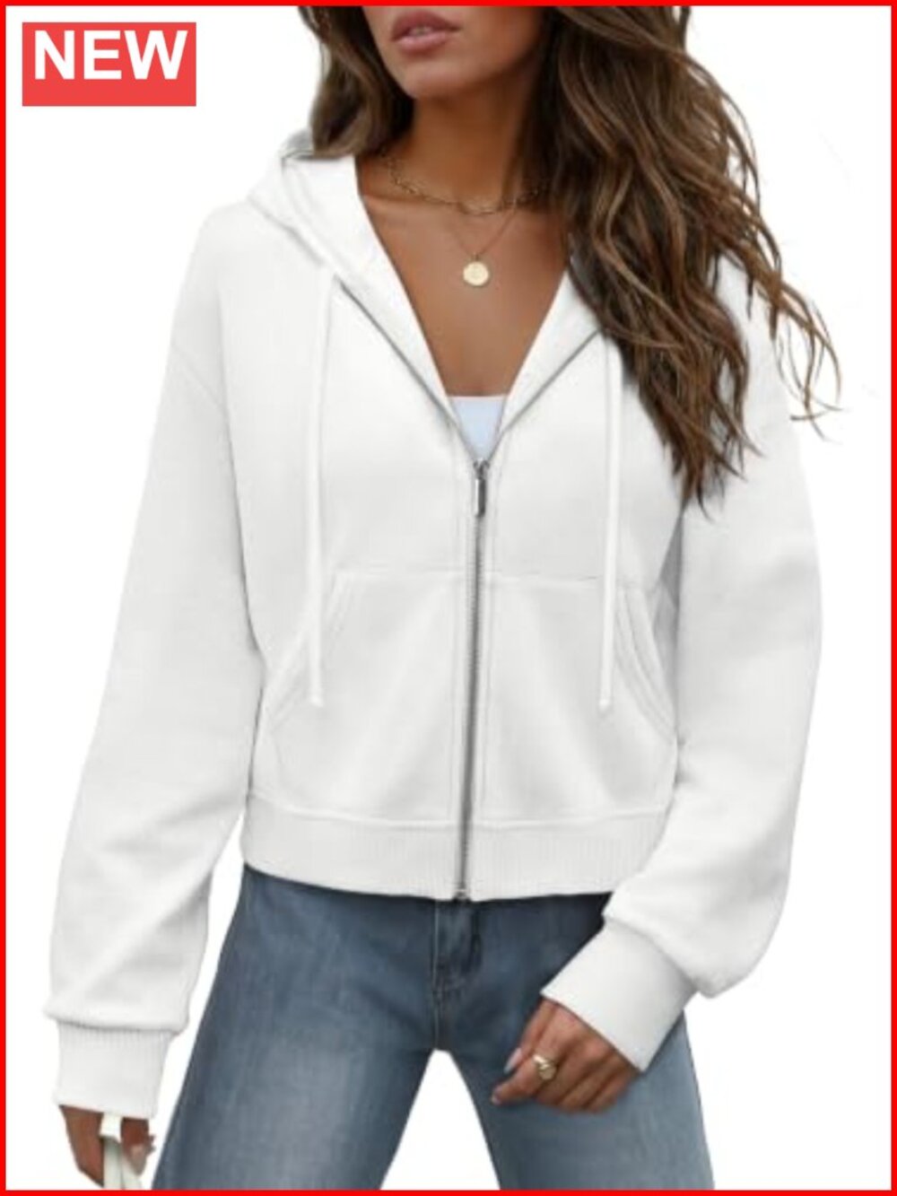 Women's Zip Up Cropped Hoodie Fleece Sweatshirt